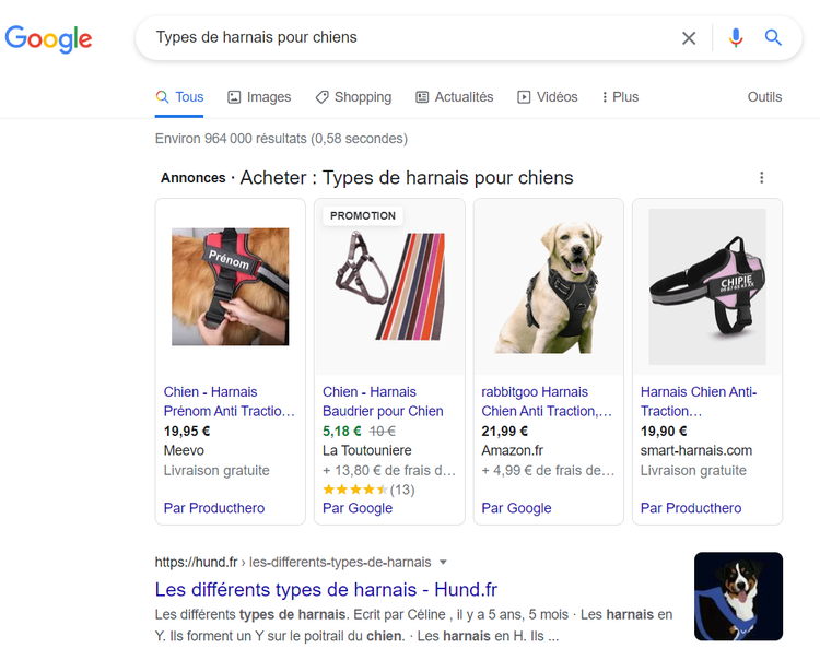 Types de harnais pour chiens, Google