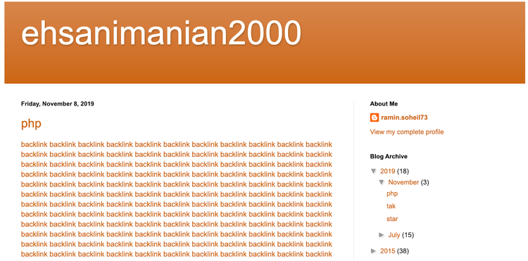 Blog spam exemple liens backlinks répétés toxiques