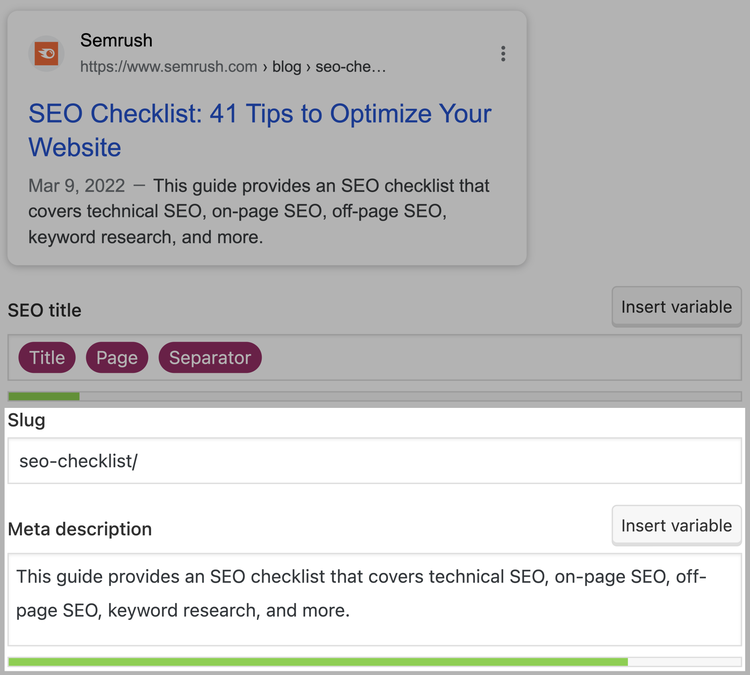 Champ pour saisir une meta description sur Wordpress