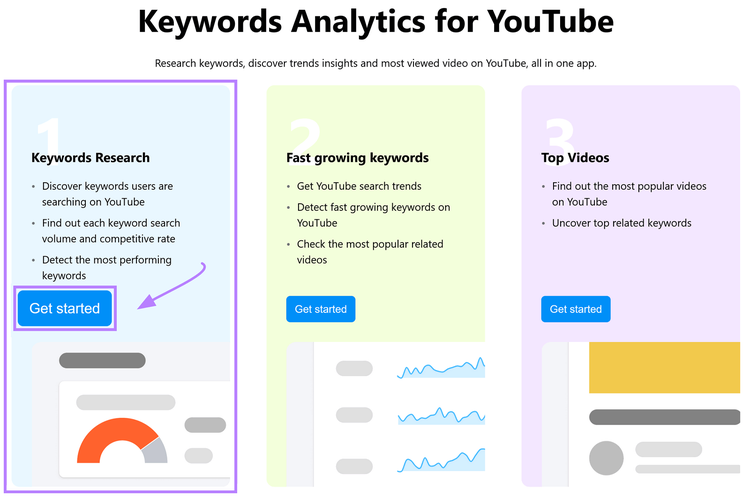 L'appli Keyword Analytics for YouTube
