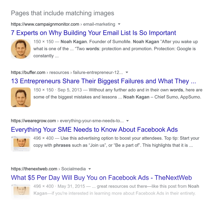 Recherche par image - Noah Kagan