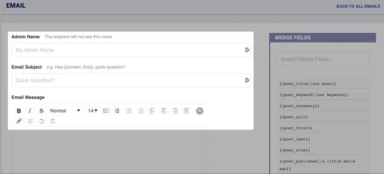 configure des séquences d'emails personnalisées dans Postaga