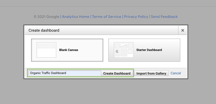 Création d’un Google Analytics dashboard