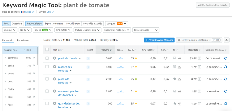 Semrush Keyword Magic Tool