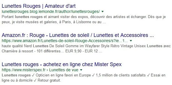 résultats de recherche seo