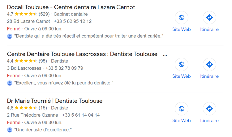 Résultats locaux