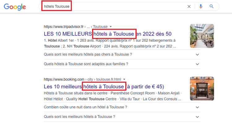 Hôtels Toulouse préposition