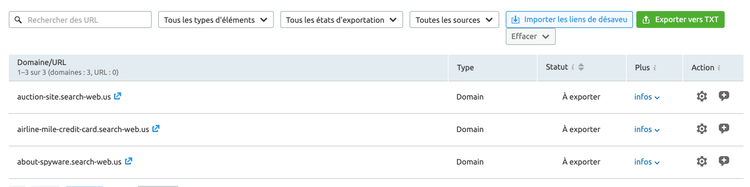 Outil Google Disavow fichier désaveu liens refusés