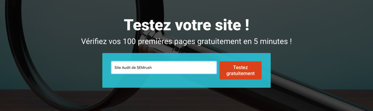 Semrush Site Audit test vitesse avec bouton