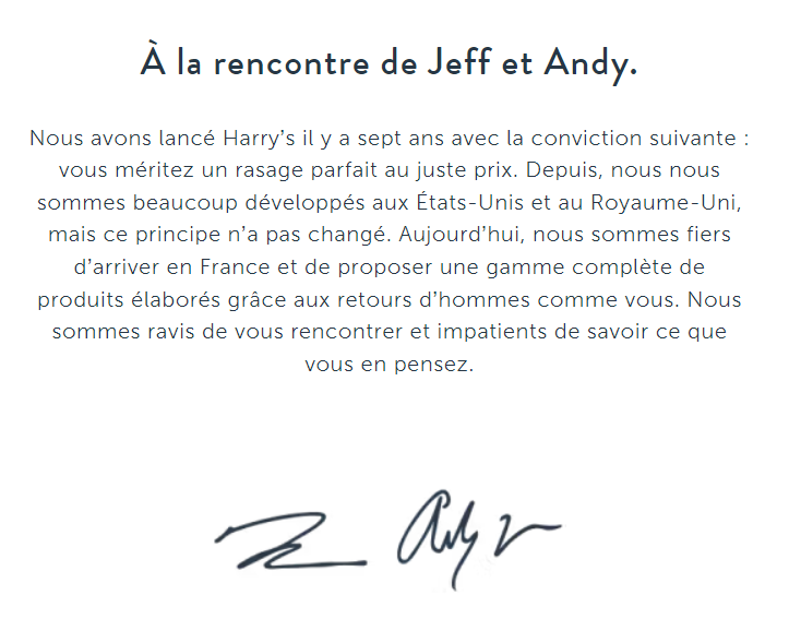 Harry’s, ton de voix respectueux