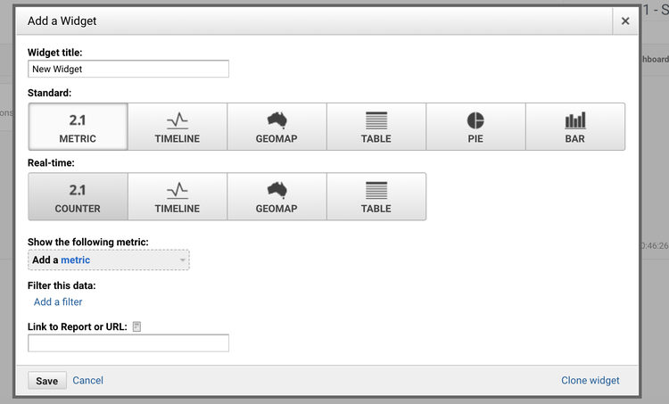 Comment choisir les widgets associés à son Google Analytics dashboard