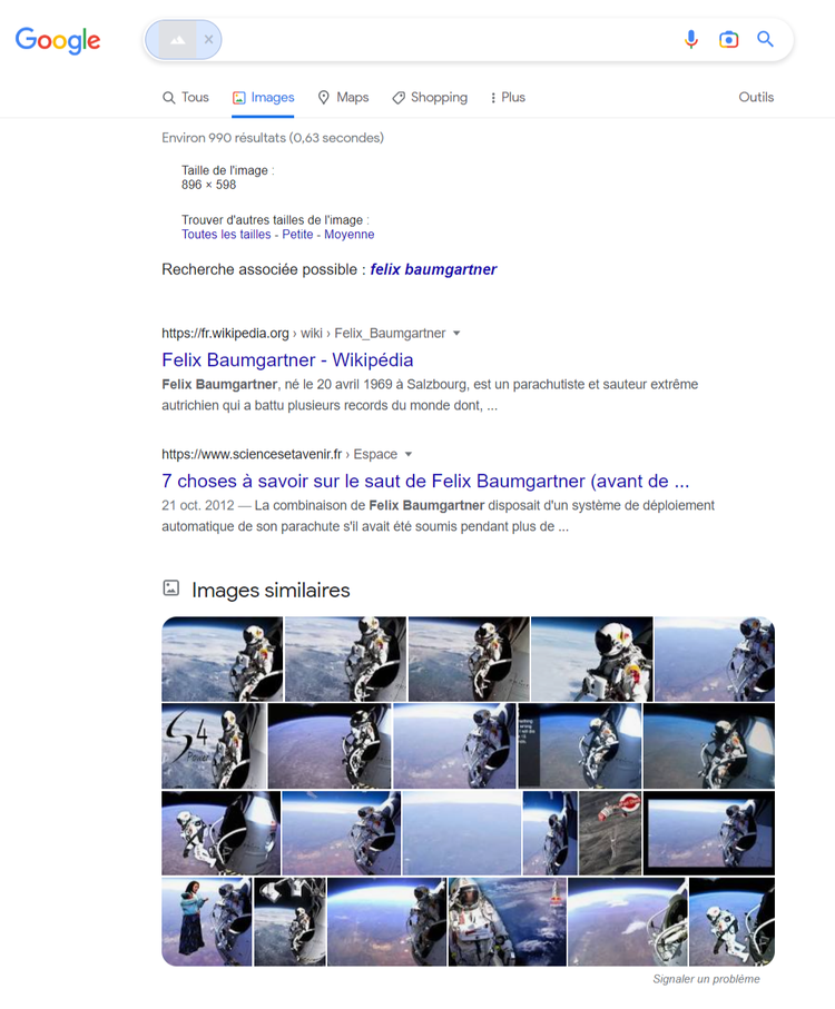 recherche d'image inversée sur Google