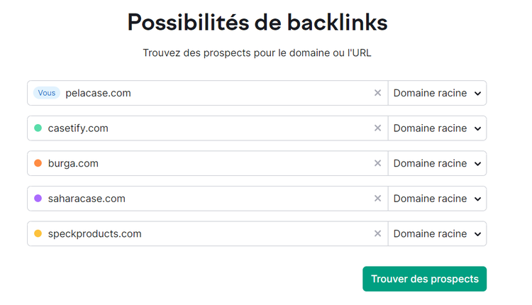Possibilités de backlinks, paramétrage