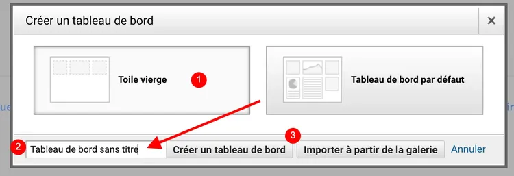 créer un tableau de bord