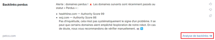Liens vers l'outil correspondant dans Copilot