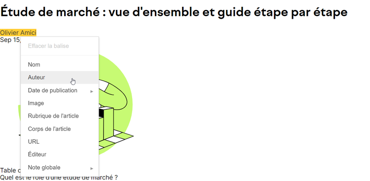 Outil d'aide au balisage, baliser l'auteur