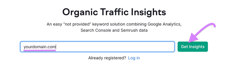 Barre de recherche Organic Traffic Insights