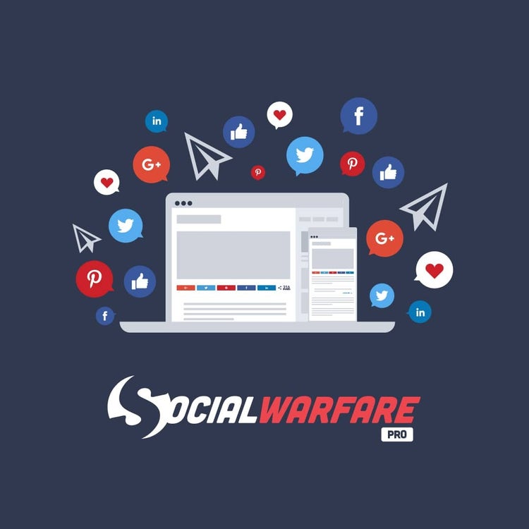Logo Social Warfare Pro gestion réseaux sociaux avec icônes plateformes