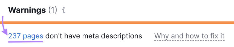 trouver les meta descriptions manquantes dans Audit de site