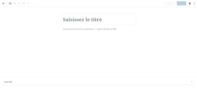 Gutenberg de WordPress : interface minimaliste