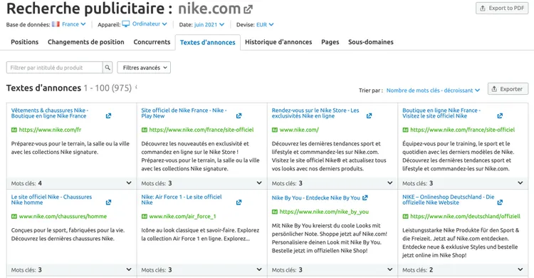 nike textes d'annonces