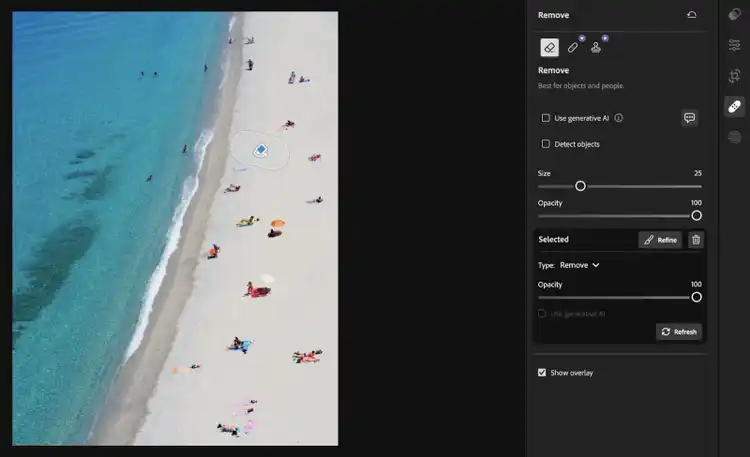 Interface d'Adobe Lightroom avec une photo à gauche et des options d'édition à droite.