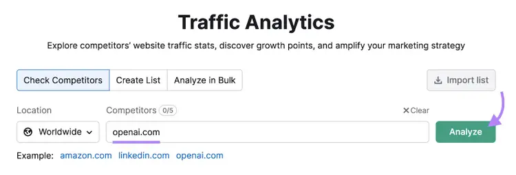 "openai.com" entré dans la barre de recherche de Backlinks.
