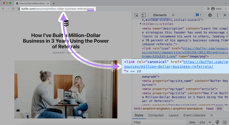 Comment corriger une page AMP qui n'a pas de balise canonique