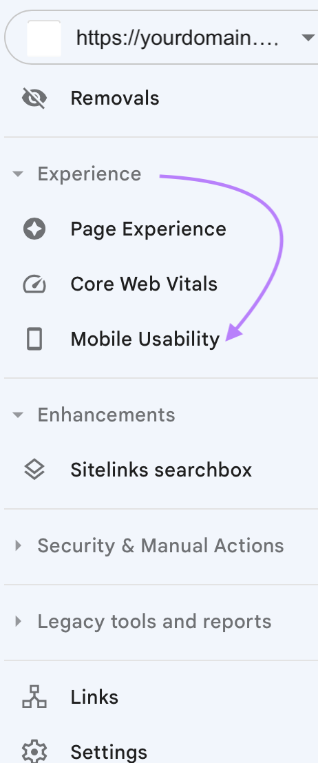 en naviguant vers "Mobile Usability" dans le menu