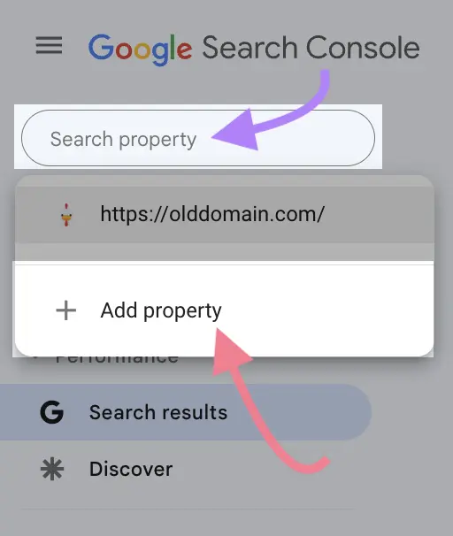 ajouter une propriété mise en évidence dans google search console