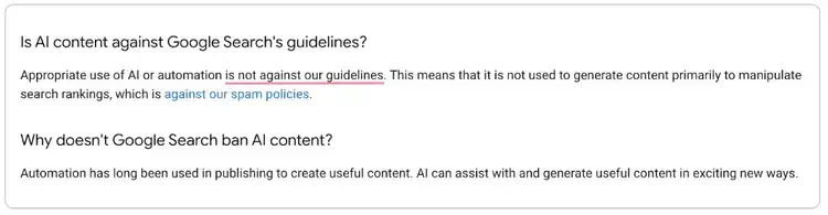 La position de Google sur le contenu IA