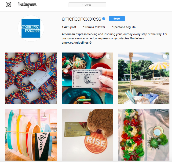 Come essere originali su Instagram? Dai un'occhiata a American Express