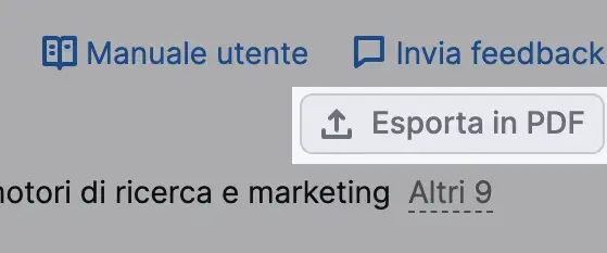 Esporta link esterni su Semrush