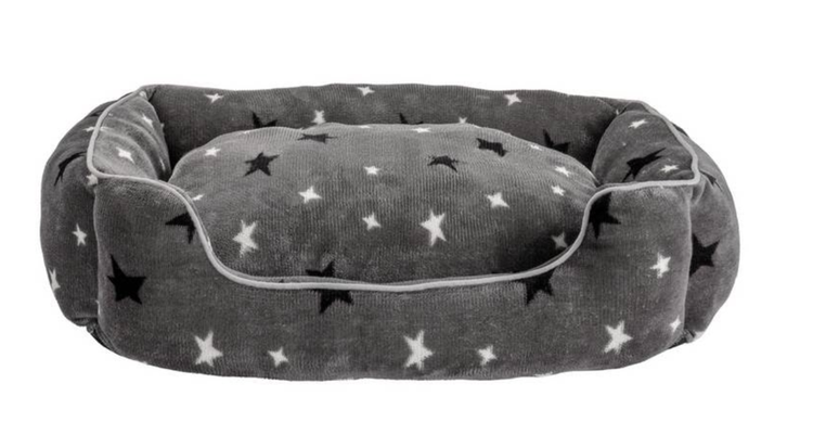 Cuscino cane grigio stelle bianche nere con imbottitura comfort