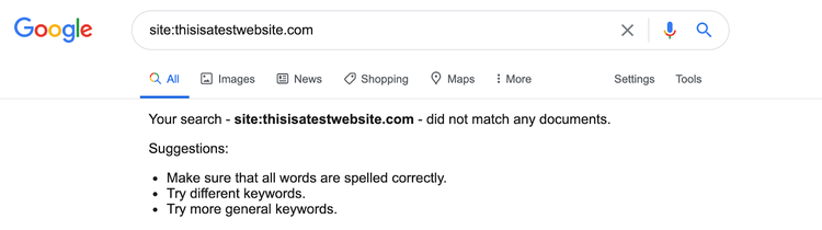 Risultato ricerca Google nessun documento trovato site search