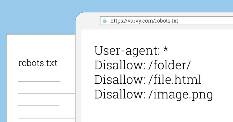 Esempio di file robots.txt con regole Disallow per cartelle e file specifici