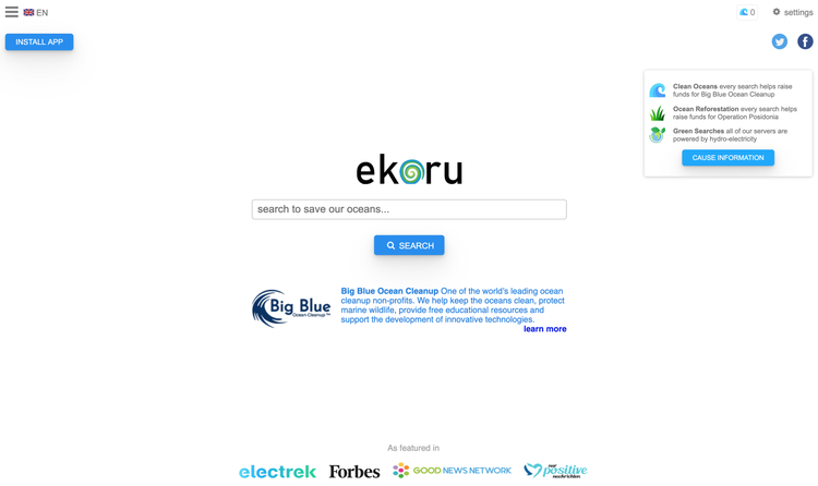 ekoru search engine screenshot