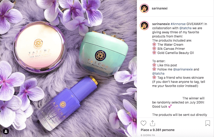 Come fare un contest su Instagram: l'esempio di Sarina Nexie