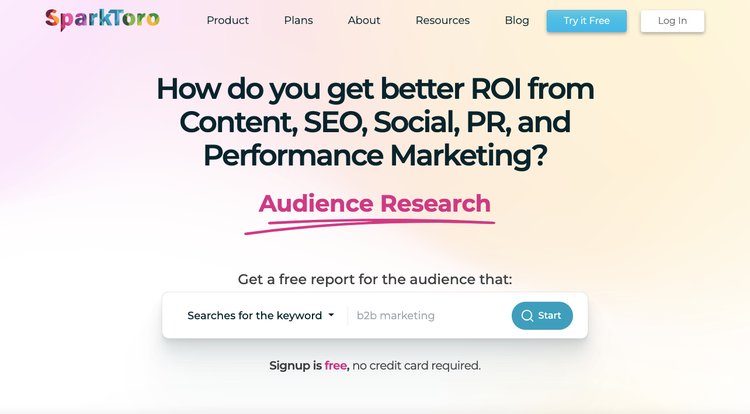 SparkToro - Strumento di ricerca del pubblico per content e marketing