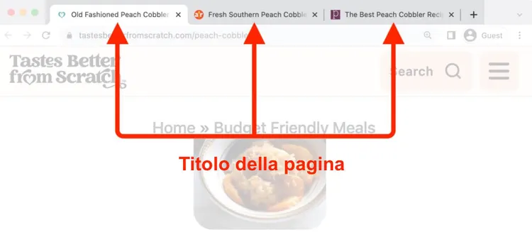 Browser tab: title tag visualizzato sulla scheda