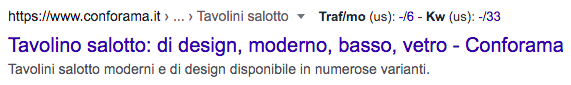 Title tag pagina con tre parole chiave diverse
