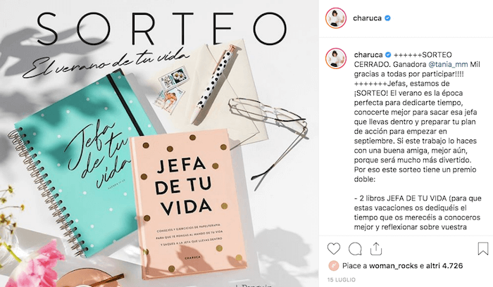 Charuca ha organizzato un giveaway mettendo in palio i propri prodotti