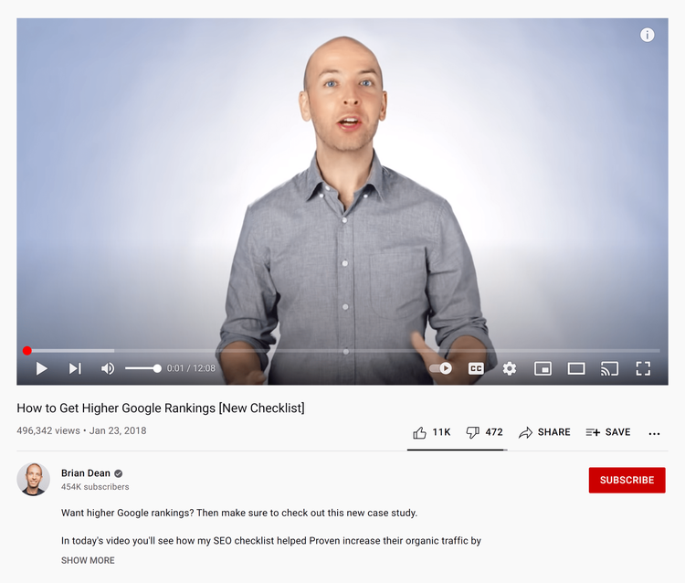 YouTube – Higher Google rankings video