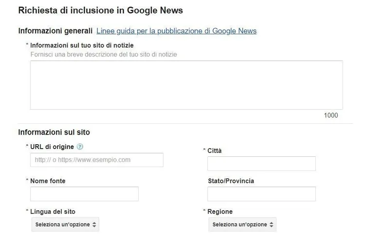 richiesta di inclusione in google news (come entrare)
