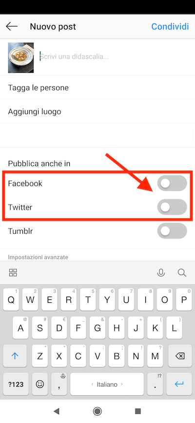 come condividere un post di instagram su facebook e twitter