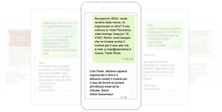 servizio clienti whatsapp VEGA