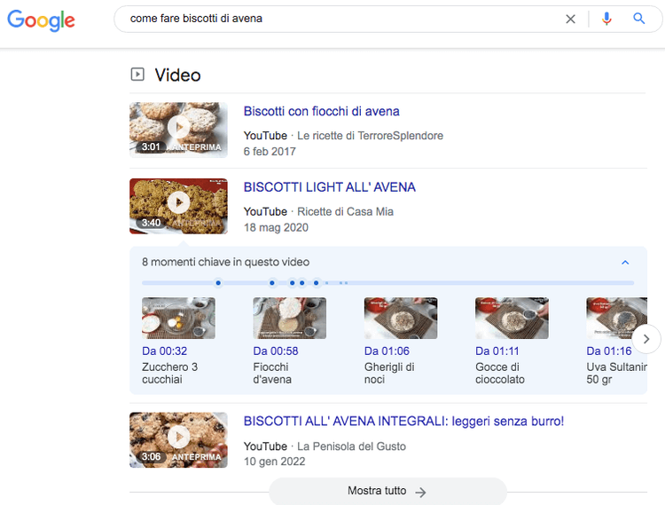 Risultati video YouTube come fare biscotti avena