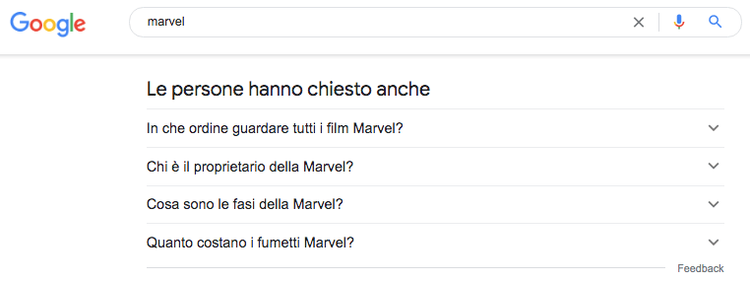 Google FAQ feature domande frequenti espandibili menu