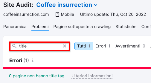 Site Audit: 26 problemi con titolo tag duplicati