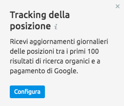 Finestra Tracking della posizione che spiega gli aggiornamenti giornalieri